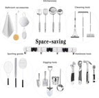 3 Racks and 4 Hooks Broom and Mop Holder Wall Mounted Garage Organizer Storage Tool Racks Stainless Steel Heavy Duty Hooks Self Adhesive Solid Non-slip Wall Hangers for Home Kitchen Garden Laundry