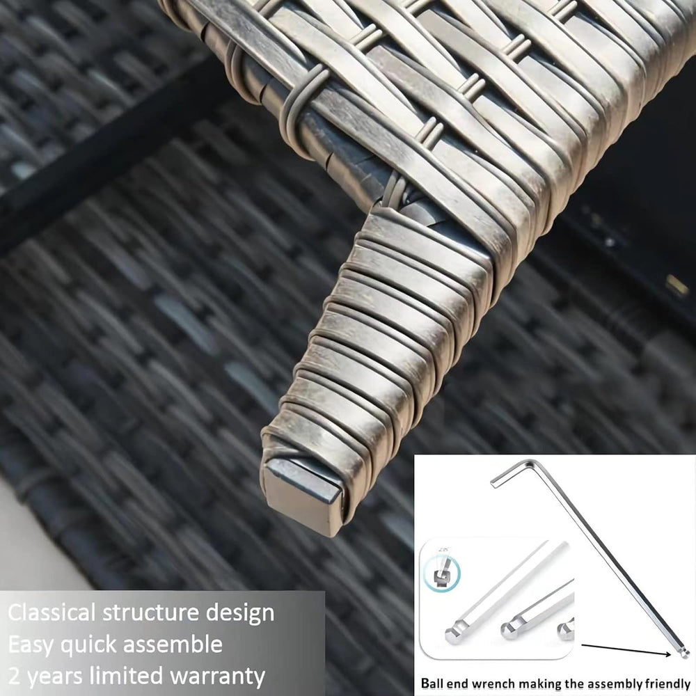 HUMMUH Outdoor Ottomans for Patio Set of 2 PE Wicker Steel Frame Outdoor Foot...