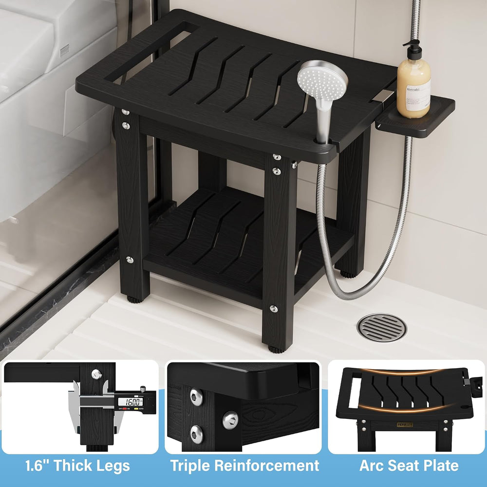 YEFU Shower Chair for Inside Shower, Waterproof & No Maintenance, Black