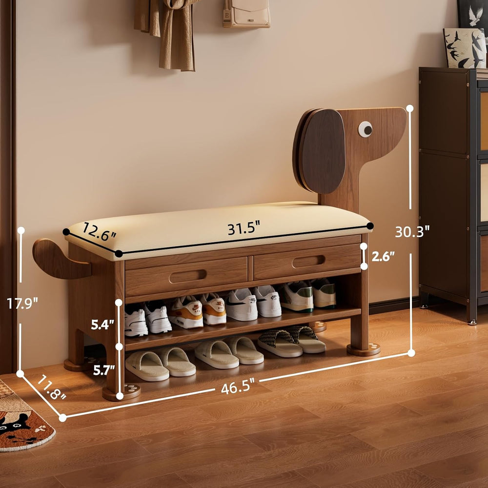 Wooden Shoe Storage Bench Cabinet Rack for Entryway Closet, with Upholstered ...