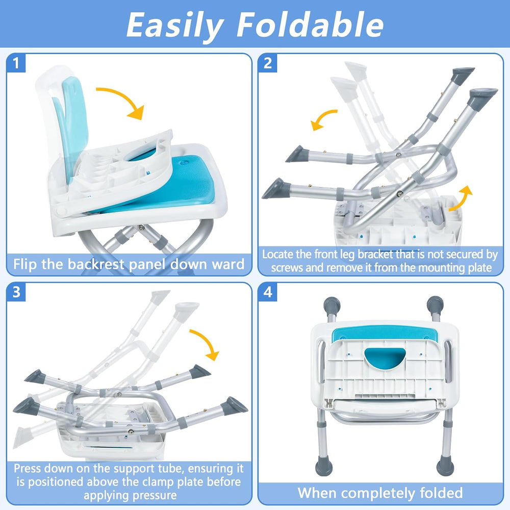 Small Folding Shower Chair with EVA Padded Seat for Seniors