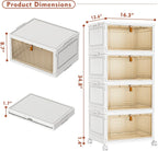 CTSNSLH 4 Tier Plastic Storage Bins and Boxes Organizer - 27Qt Stackable with Lids for Bedroom, Living Room, Office - Foldable Containers