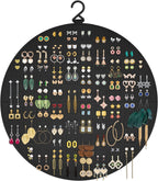 Earring Organizer, Hanging Earring Holder Holds Up to 128 Pairs, Stud Earring Organizer Storage, Round Earring Display Earring Holder Organizer for Women Girls-Black A