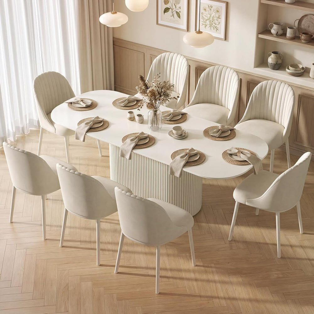 Guyii 86.61" Oval Dining Table Set with 8 Chairs, Modern Kitchen Table S...