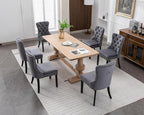 KCC Velvet Dining Chairs Set of 4, Upholstered High-end Tufted Dining Room Chair with Nailhead Back Ring Pull Trim Solid Wood Legs, Nikki Collection Modern Style for Kitchen, Grey