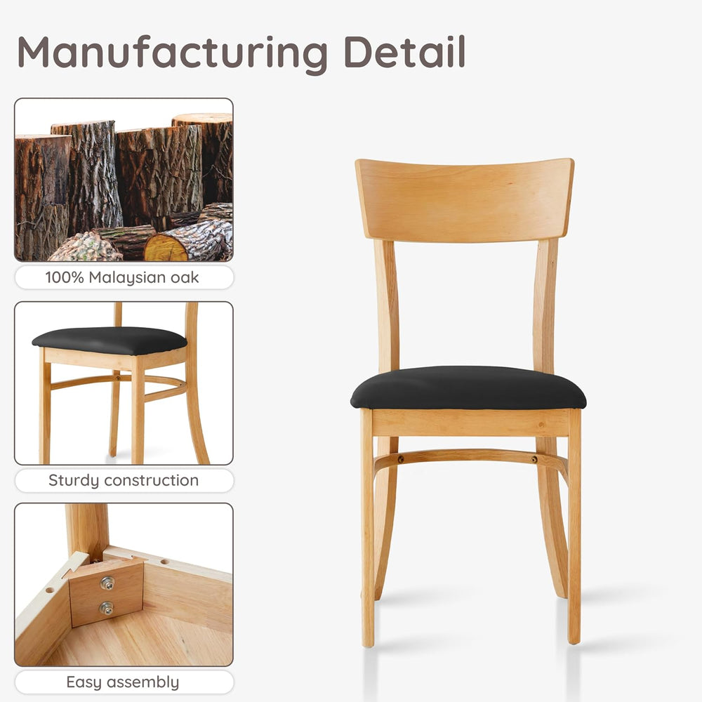 Livinia Mint Dining Chair Set of 2, Solid Malaysian Oak PU Leather Upholstere...