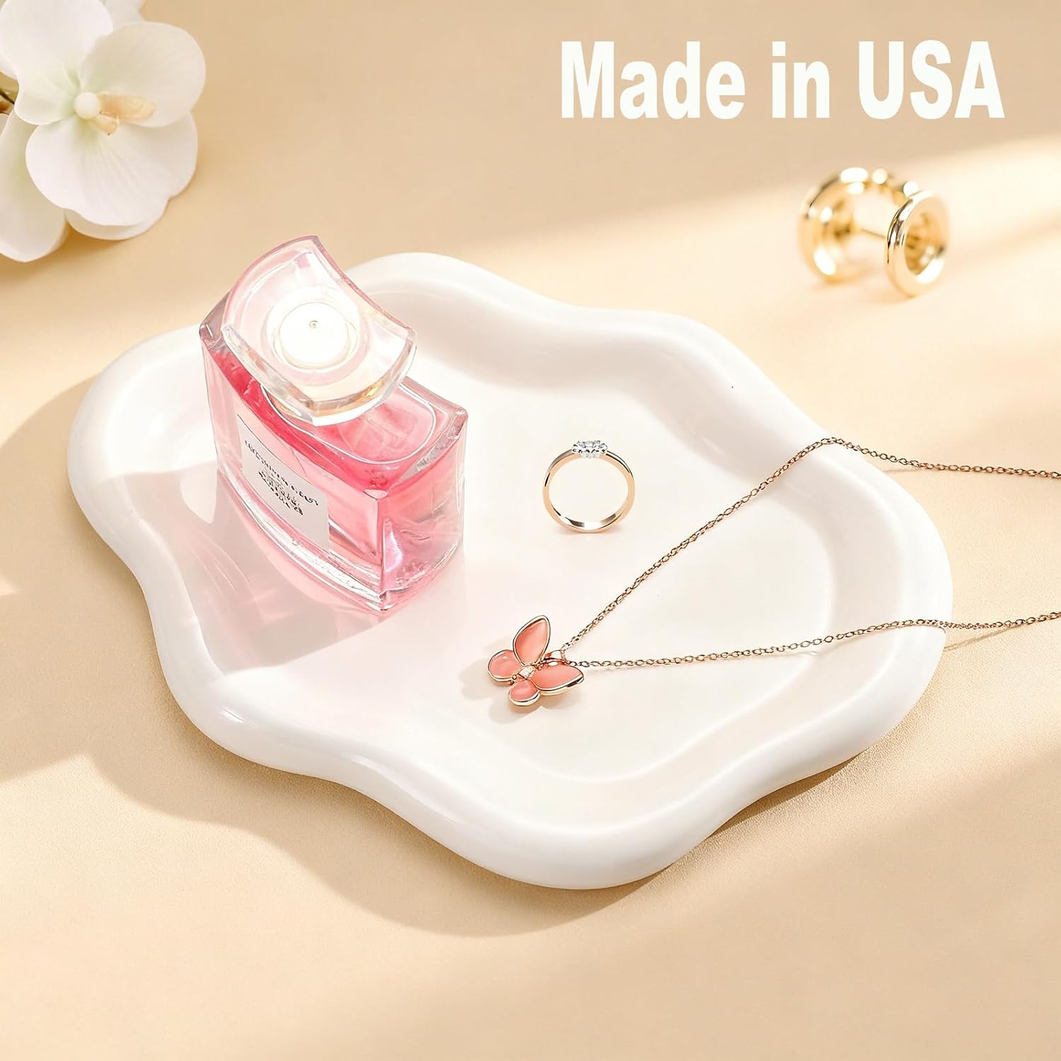 Ceramic White Jewelry Tray, Trinket Dish, Ring Dish, Room Funky Decor Aesthetic, Decorative Cloud Vanity Key Tray for Women, Ring Holder Dish, Cute Jewelry Plate Bowl Room Decor Aesthetic