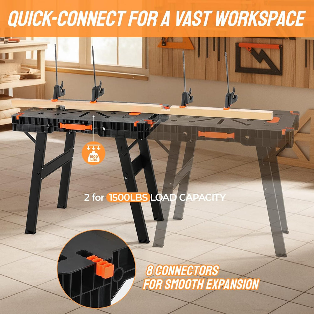 TLGREEN Folding Work Table,Express Portable Workbench, 34" W x 22" ...