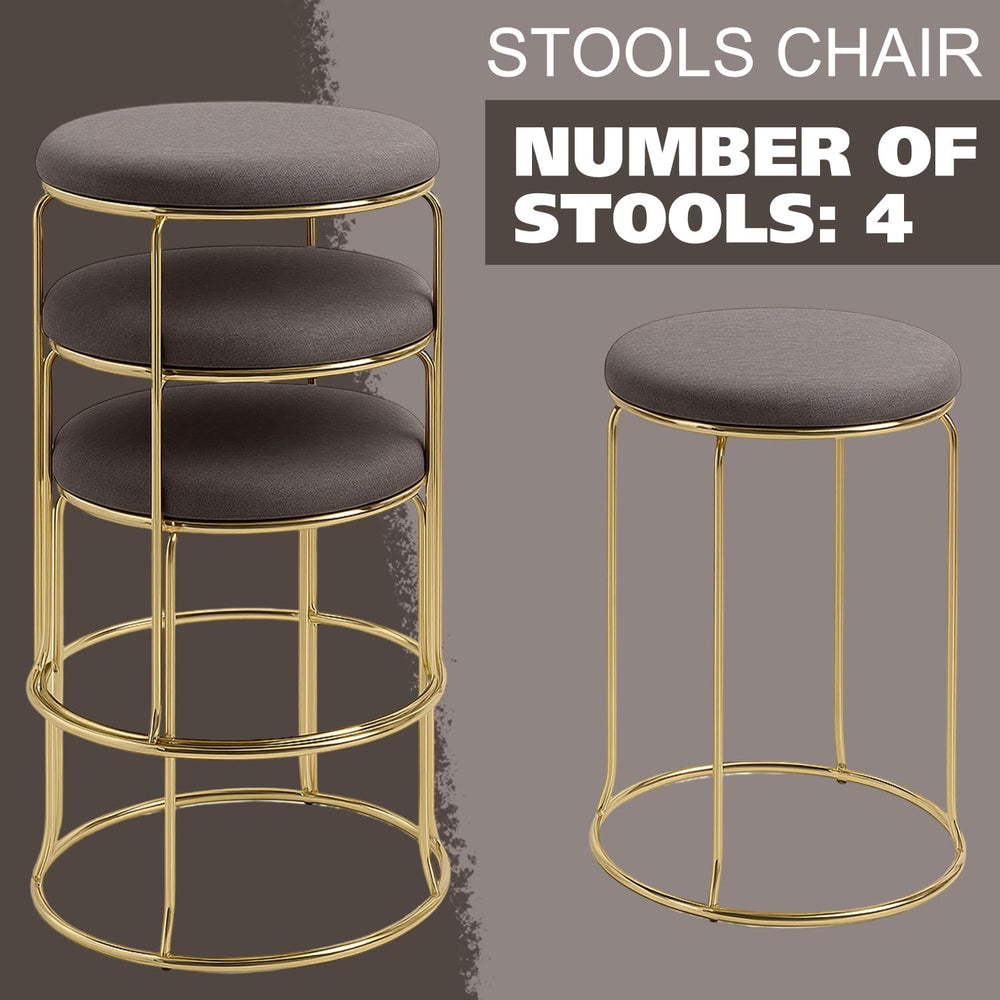 Kings Brand Furniture 4-Pack Stack Stools, Upholstered w/Metal Legs Backless ...