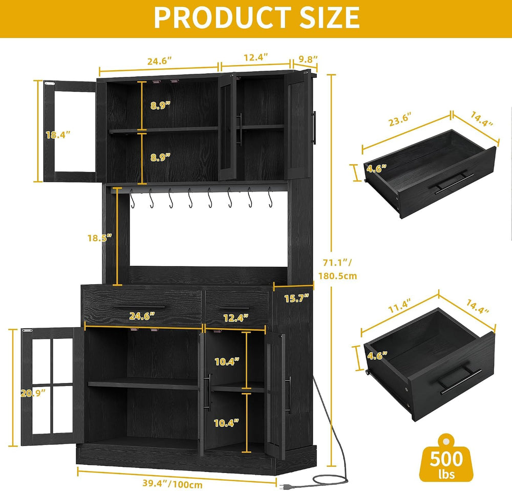 DWVO Kitchen Pantry Storage Cabinet with Microwave Stand, 71'' Tall K...