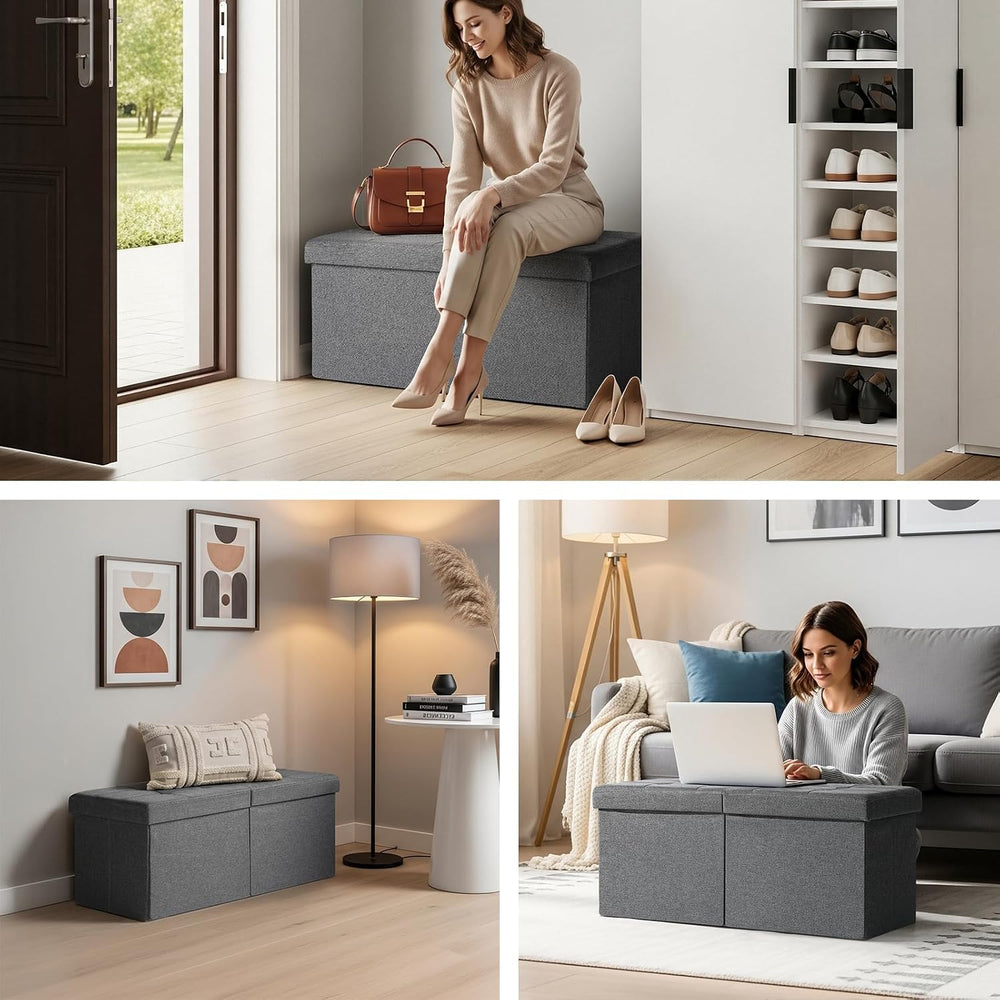 30-INCH Ottoman with Storage, Footrest Storage Bench, End of Bed Bench Coffee...