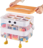 Organizers Storage Box for lego: Plastic Stackable Storage Case with Building Blocks Lids, Containers with Carrying Handle and Adjustable Grid Organizers, 2 Layer Green