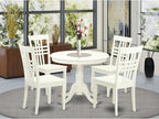 East West Furniture ANLG5-LWH-W 5 Piece Dining Table Set for 4 Includes a Round Kitchen Table with Pedestal and 4 Kitchen Dining Chairs, 36x36 Inch, Linen White