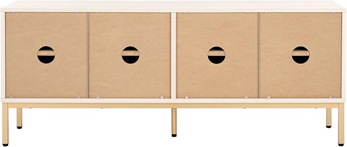 SAFAVIEH Lylia TV Stand for up to 65" Flatscreen – White & Gold, 4 D...