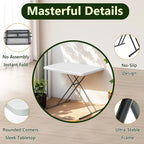 Folding Table 30 Inch - Small Desk Adjustable Height TV Tray for Laptop, Couch, Camping - Heavy Duty Utility Foldable Table for Small Spaces, No Assembly Required, White Granite