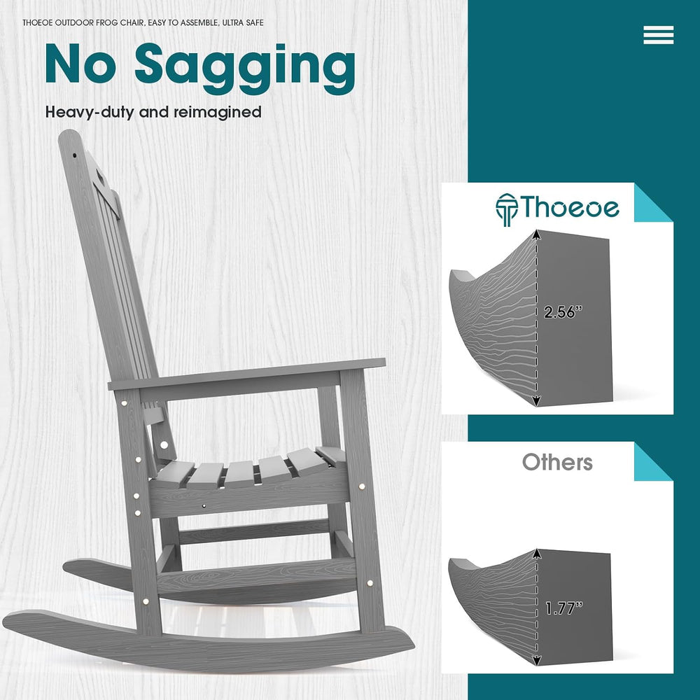 THOEOE Outdoor Rocking Chairs Set of 2, Oversized Patio Rocking Chair | HDPE ...