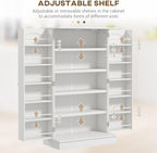 23.5" D*11.75" W*41" H Freestanding Storage Cabinet with 2 Drawers, 4 Shelves, Double Door with 10 Shelves, Modern Minimalist, Rectangular Kitchen Pantry, for Living Room, Dining Room, White