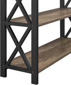 Yaheetech TV Stand, Entertainment Center with Drawer, Media Console Table for TV up to 45 inch, TV Console Table with Open Storage Shelves for Living Room/Hallway, Metal Frame, Taupe Wood