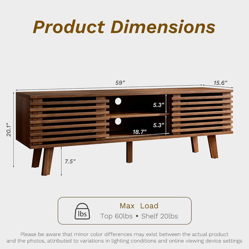 Furniway Living Room Table Sets of 2, Mid Century Coffee Table and TV Stand, ...