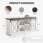 IDEALHOUSE Farmhouse TV Stand and Entertainment Center for Tv up to 65 inches with Sliding Barn Doors, Tv Media Console Table with Storage Cabinet for Living Room, White & Brown