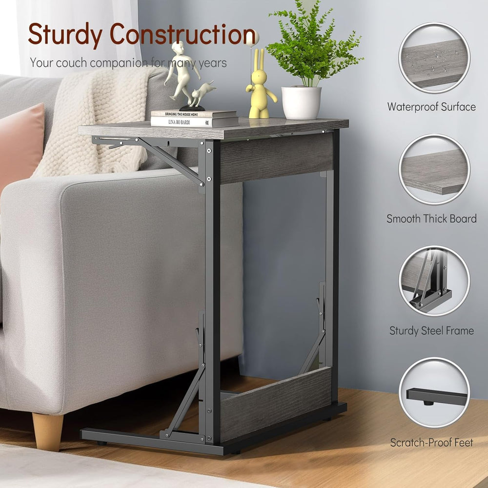 Tatub 24" TV Tray Table Set of 4, Folding C Shaped End Table, Small Sofa...