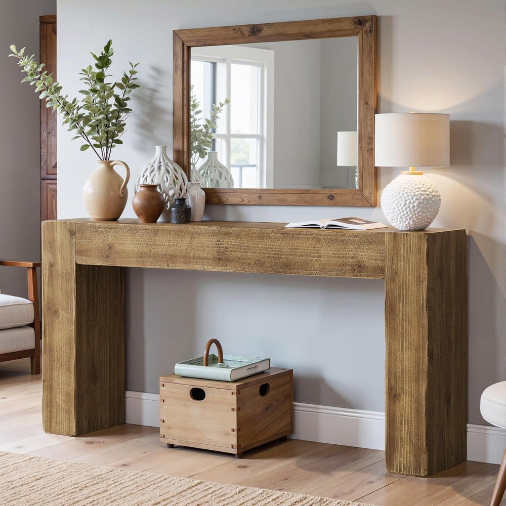Tribesigns 63-Inch Solid Wood Console Sofa Table, Farmhouse Long Entryway Tab...