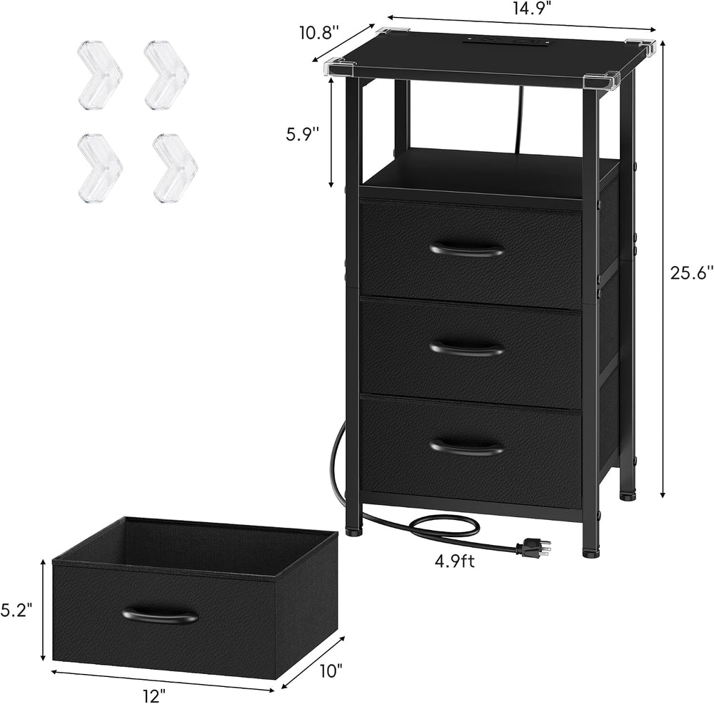 Vagusicc Night Stand Set 2 with Charging Station, LED Nightstand for Bedroom,...