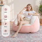 HOMMPA Bean Bag Chair for Teens Comfy Faux Fur Bean Bag Couch with Back Support Stuffed Lazy Floor Sofa for Living Room Bedroom Dorm Peach Pink