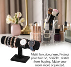 Novel Box Black Velvet T-Bar Bracelet Display Stand - Jewelry Organizer Tower Stands for Necklace Bangles Pendants Watch Anklets Scrunchie Storage - Hair Tie Organizer for Selling or Personal Use