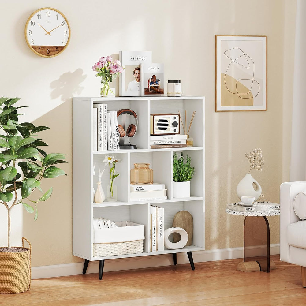 Giantex 7-Cube Bookcase, 3-Tier Modern Bookshelf with 4 Metal Legs, 31.5&quot...