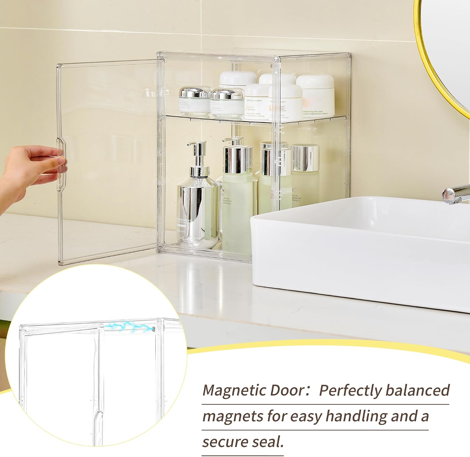 LXLXXL Clear Acrylic Display Case with 2 Tier Removable Shelf for Figures | Clear Acrylic Showcase for POP MART Figures, Makeup, with 2 Removable Shelves, Dustproof Collectible Display Box Organizer