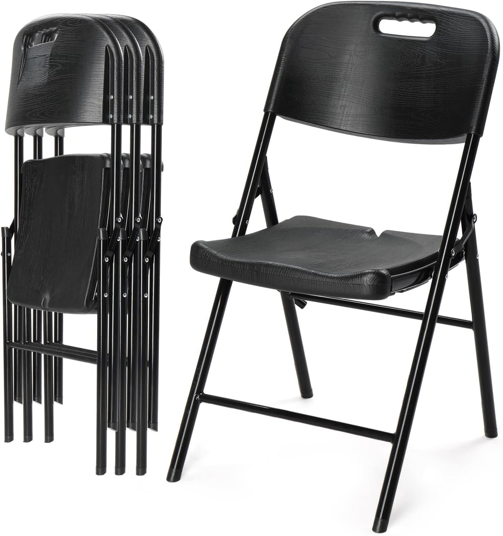 VINGLI Folding Chairs, Heavy Duty Foldable Chair Portable HDPE Plastic Seat w...