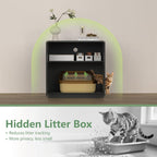Large/Tall Litter Box Enclosure, Modern Wooden Litter Box Furniture for XL Litterbox with Hidden Storage as Sideboard Cabinet (Black)