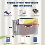 2 Pockets Magnetic File Holder for File Cabinets, Folder Holder Organizer- No Drilling Paper Document Holder, Large Capacity Office Hanging Magazine Rack for Refrigerator, Whiteboard, Office, Kitchen