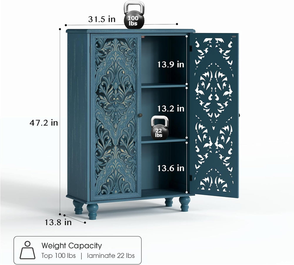 JOINICE 47" Tall Accent Cabinet with Doors & Storage for Living Room...