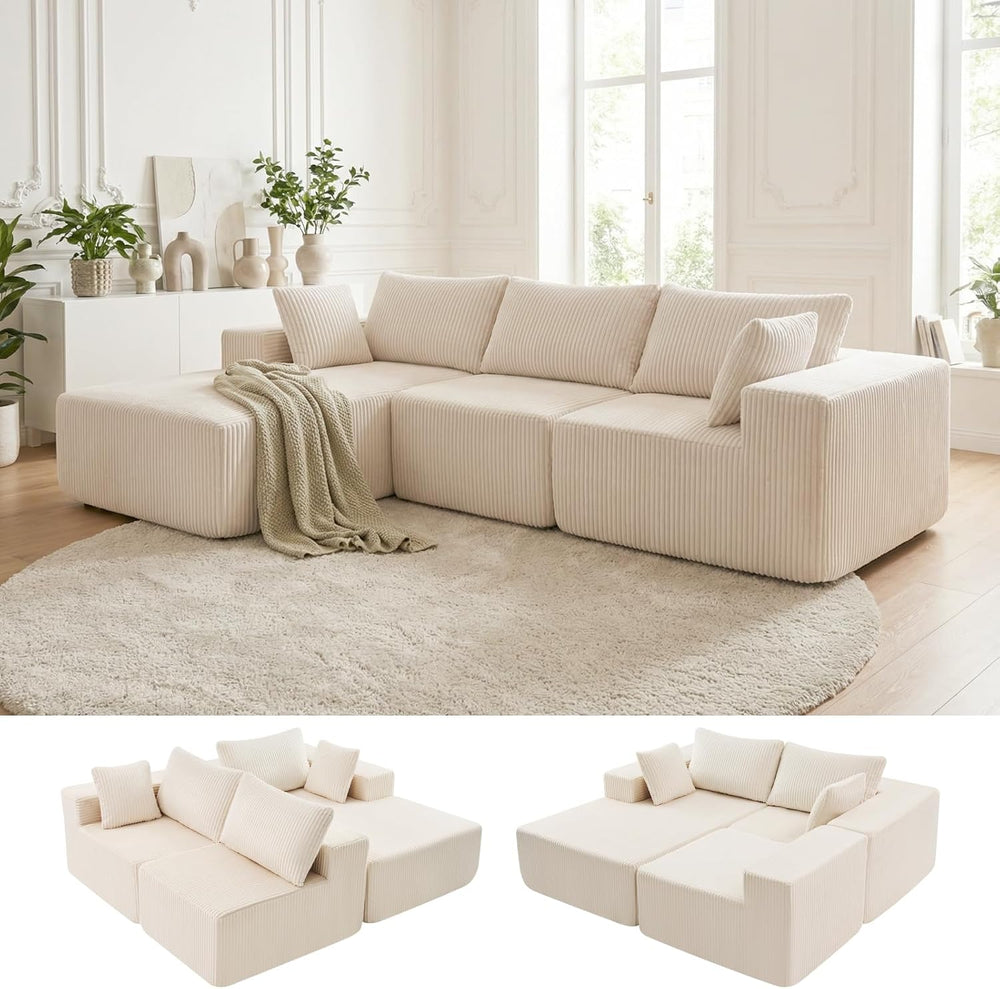 DUMOS 108" L-Shaped Sectional Couch, Left Facing Chaise | Upholstered Co...