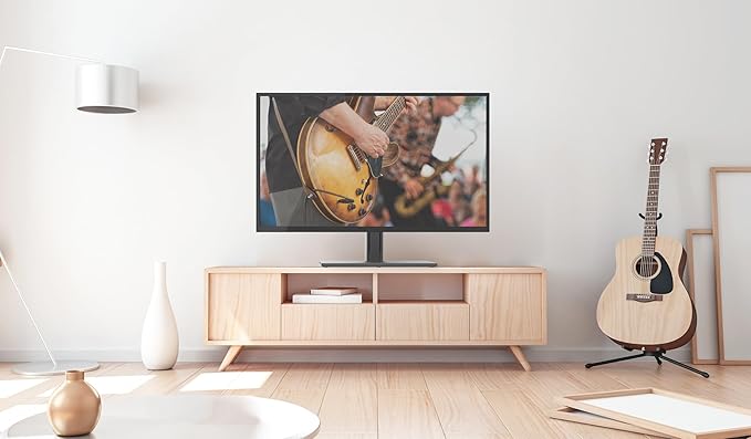 Kanto TTS100 Tabletop TV Stand for 37" to 60" TVs | Supports up to 88 lb | Height Adjustable | Swivels up to 30° | Tilts -5° | Black