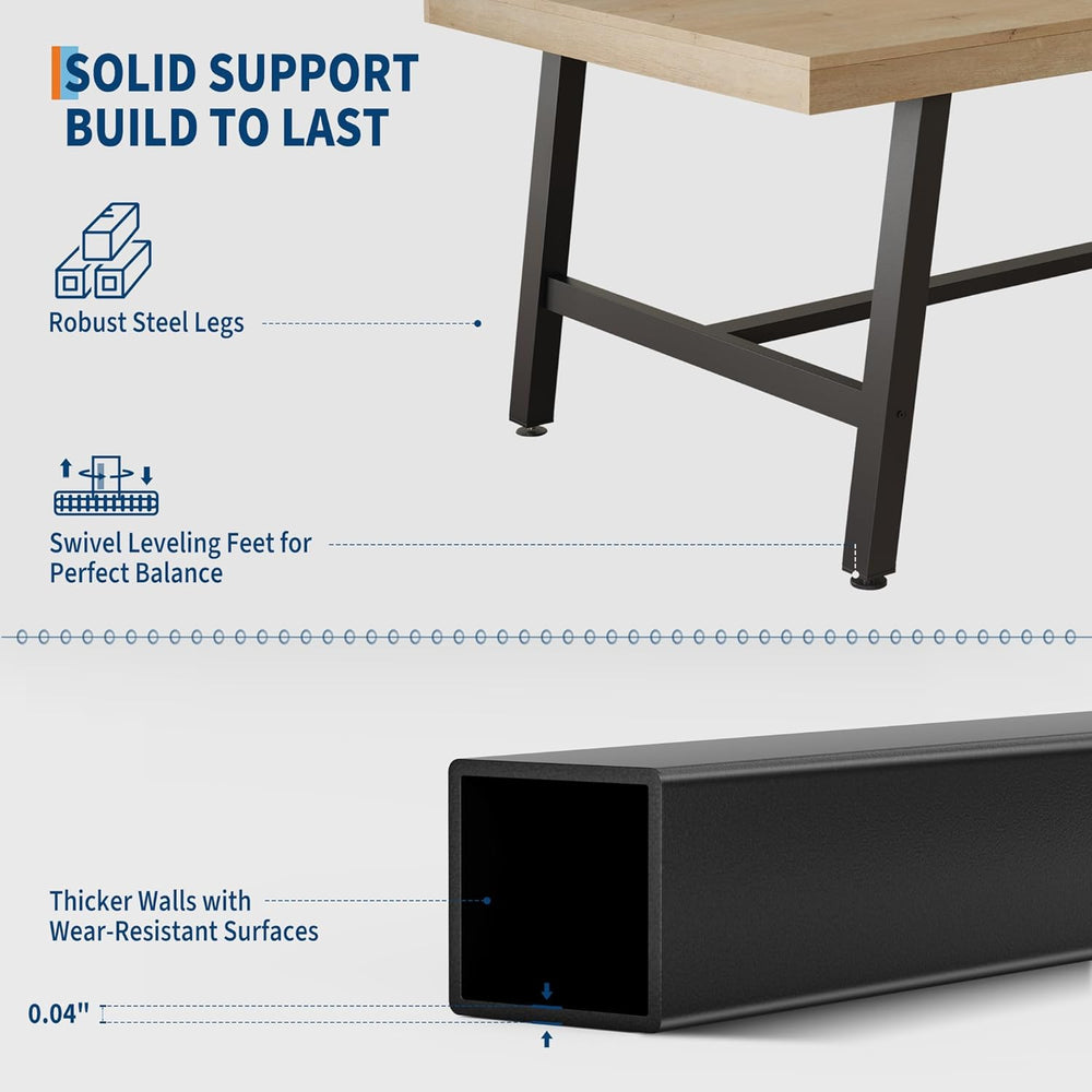 GarveeHome Industrial Dining Table for 4-6 People, 63" Long Large Kitche...