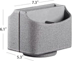 PU Leather Remote Control Holder,360 Degree Spinning Desk TV Remote Caddy,Desk Organizers and Accessories,for Controller,Media,Mail,Calculator,Mobile Phone,Pen Storage Holder (Gray Cloth)