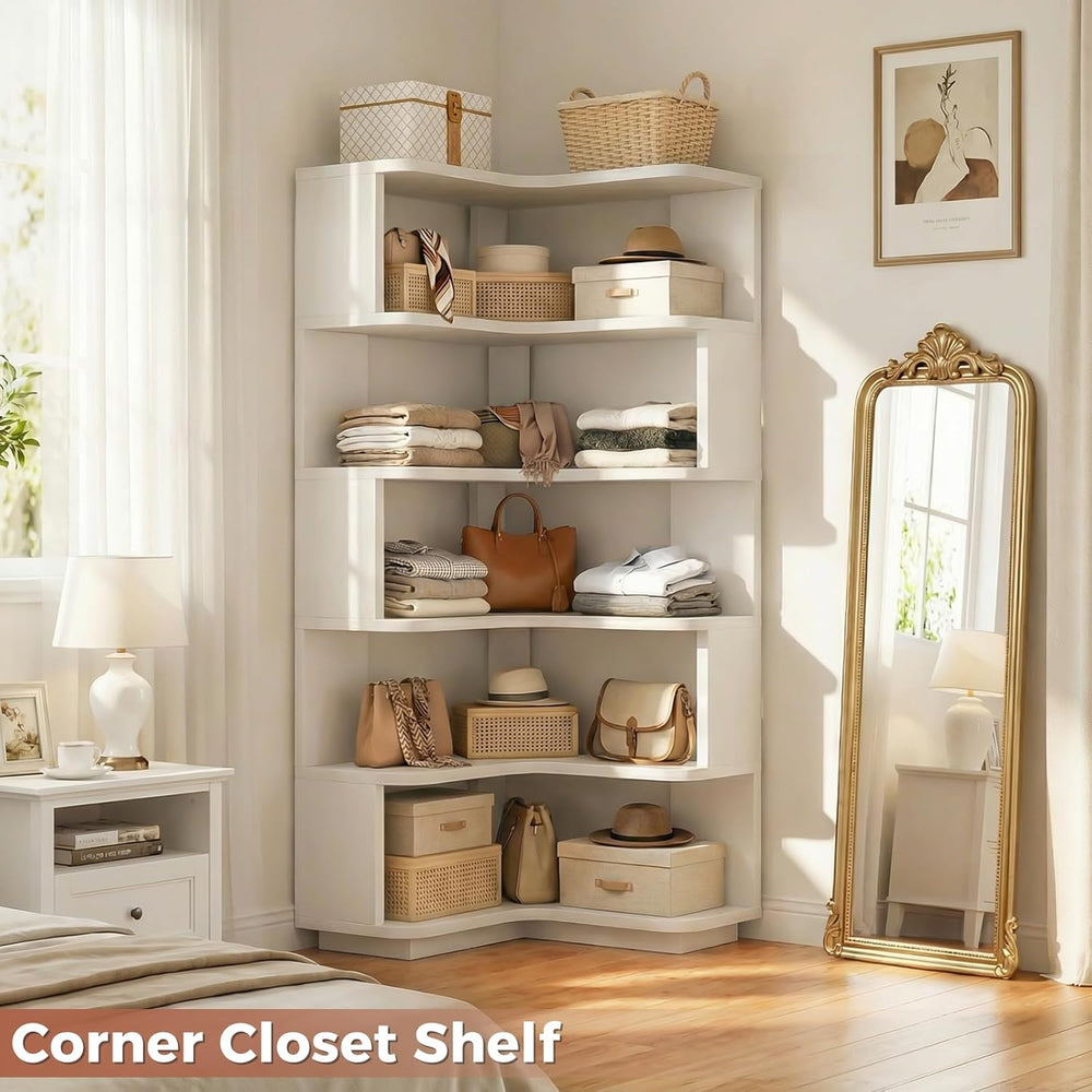 Besiost Corner Book Shelf, 6-Shelf Corner Bookshelf for Small Corner Spaces