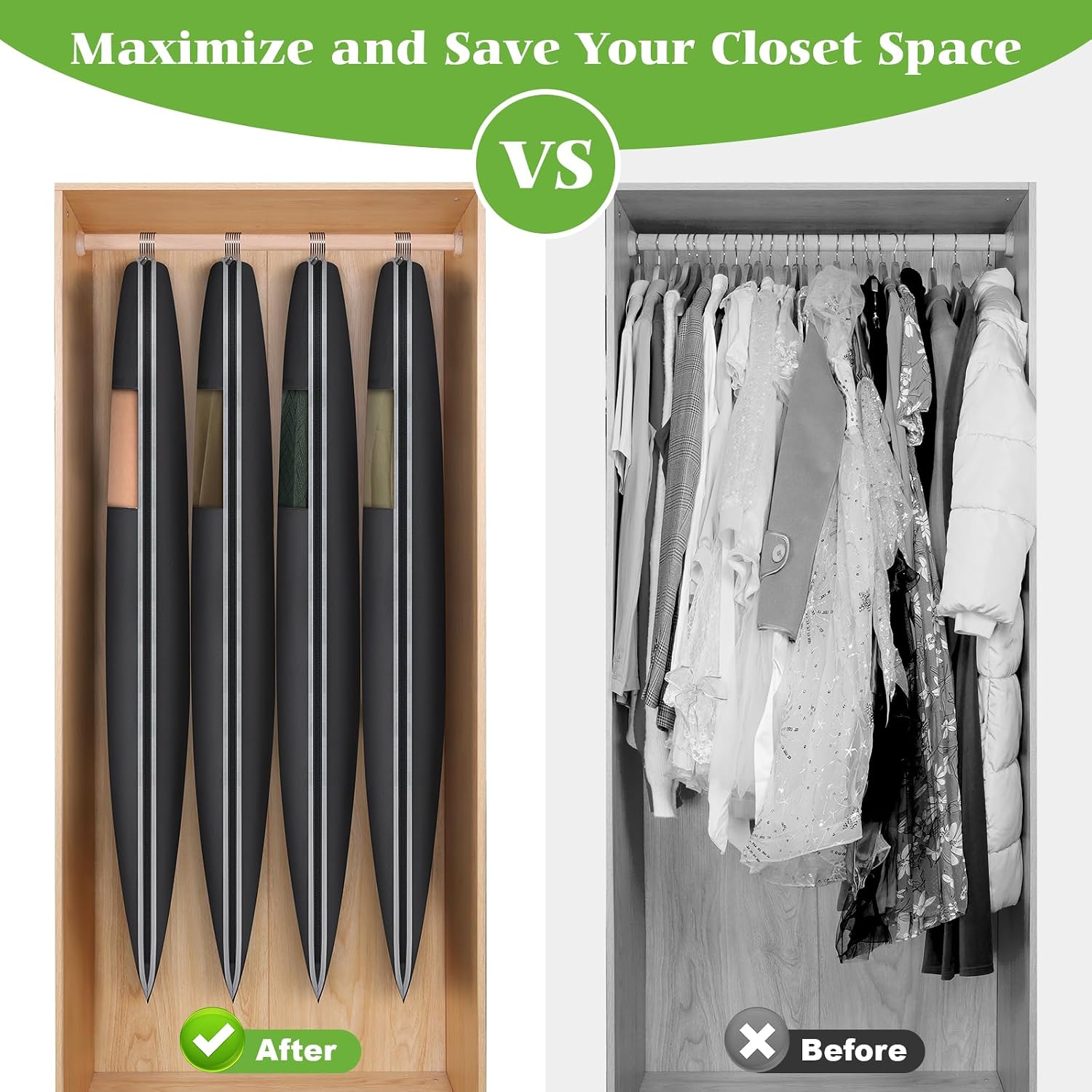 KEEGH Space Saving Hanging Garment Bag with Self Compression Zipper 50 Inch, Compression Garment Bags for Hanging Clothes with Clear Window, Suit Bags for Closet Storage (3 Pack)