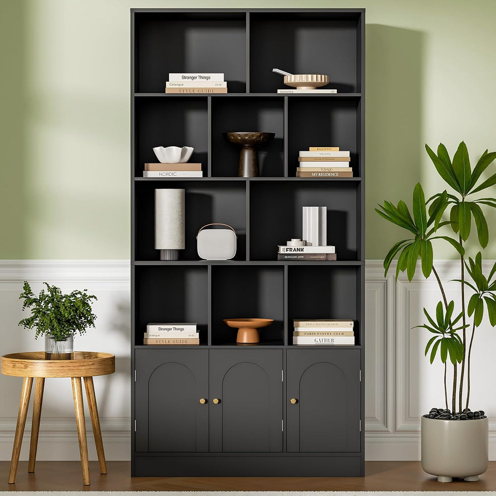 Housoul 71" Tall Bookshelf with 10 Cubes and 3 Doors, 4-Tier Bookshelf, ...