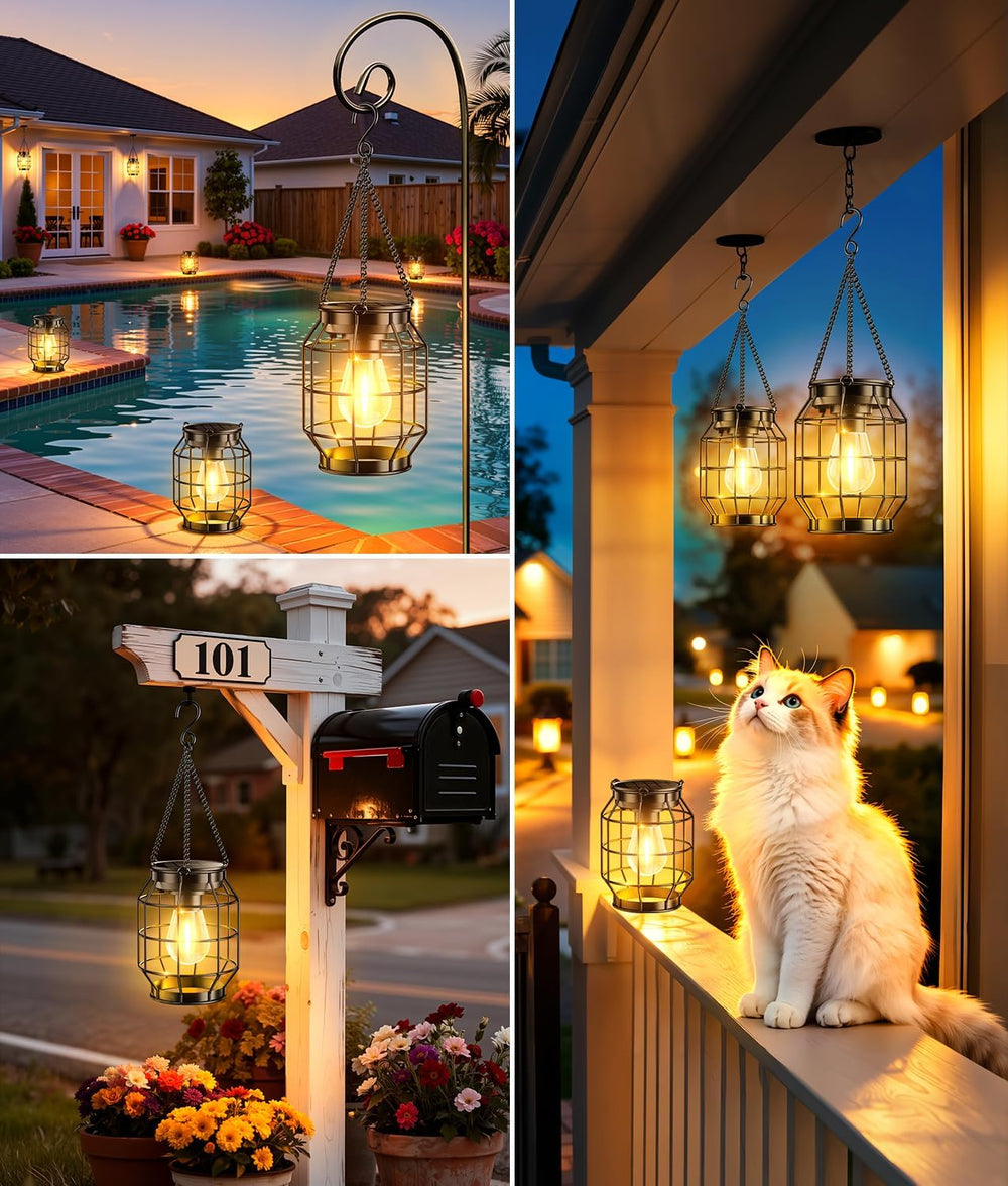 KOOPER Solar Lanterns Outdoor Waterproof, Upgraded Metal Hanging Solar Lights...