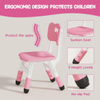 Brelley Height Adjustable Toddler Table and 2 Chairs Set, Pink | Table Supports 280 lbs, Wooden Drawing Activity Desk, Classroom/Daycare/Home, Children Multi-Activity Table for Ages 3-8