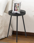Side Table for Living Room: Small Round End Table for Housewife - Black