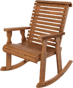 Amish Heavy Duty 600 Lb Roll Back Pressure Treated Rocking Chair (Oak Stain)