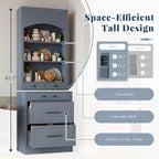83" Tall Kitchen Pantry Storage Cabinet with Faux Marble Top, Modern Credenza Organizer Utility Cupboard with Drawers & Adjustable Shelves for Dining Room,Kitchen,Grey