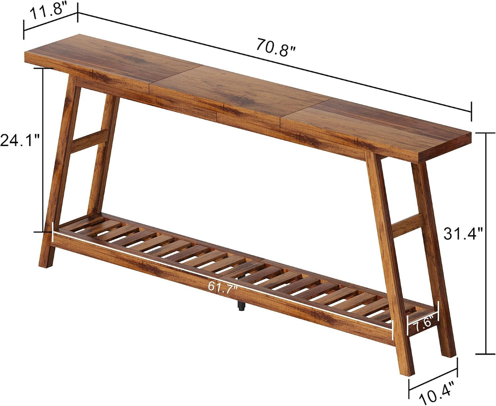 ChooChoo 70.9 Inch Long Console Tables for Entryway, Hallway Table, 2-Tier | ...