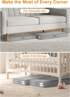 punemi Low Profile Under Bed Storage, 4 Inch Height Underbed Storage Containers With Sturdy Sidewalls & Bottom, Shallow Under Bed Organizer Clothes Storage Bins, Slim Under Couch Sofa Dresser Storage
