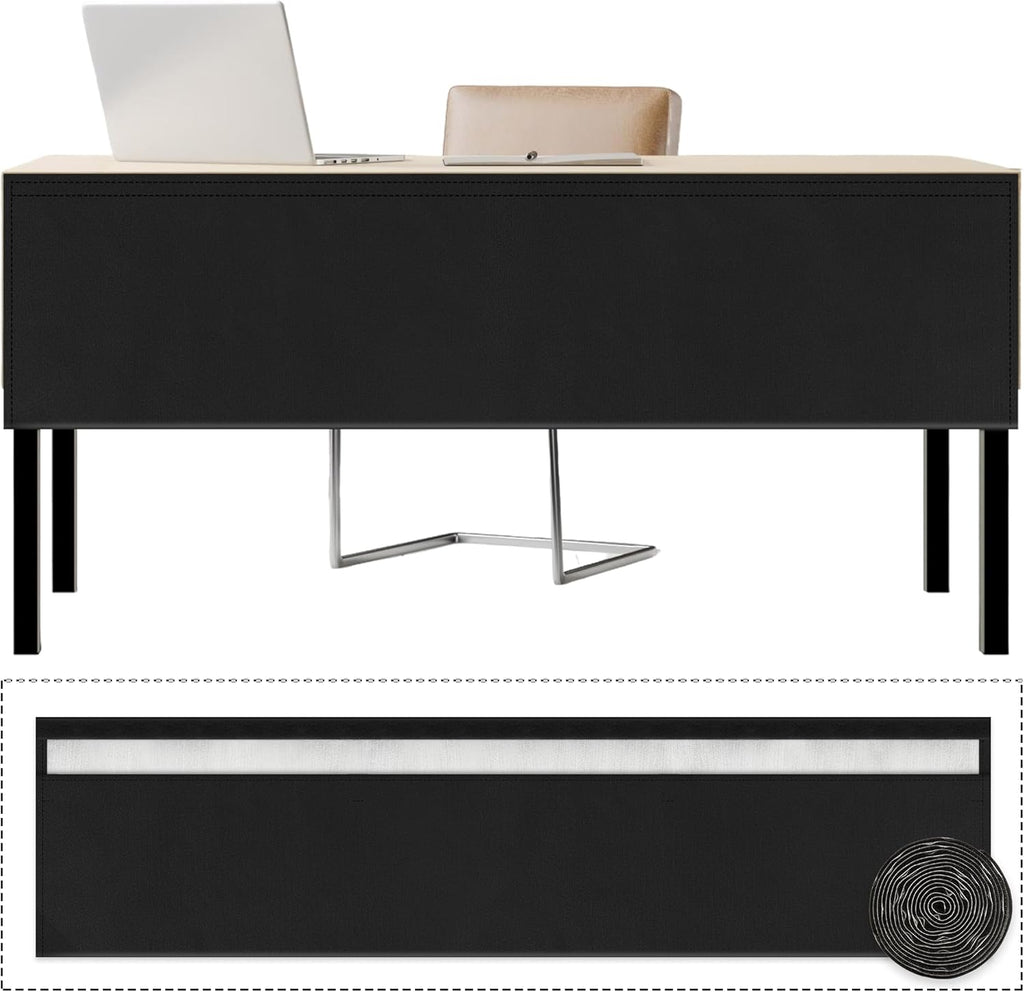 60" Under Desk Privacy Panel with Cable Management Organizer Sleeve Self-Adhesive Modesty Panel for Cord Organizer Pockets and Desk Skirt for Home Office or Standing Workstation